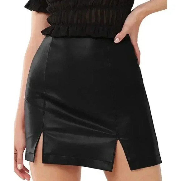 Mangopop Faux Fur Split Front Skirt Small - Picture 1 of 7